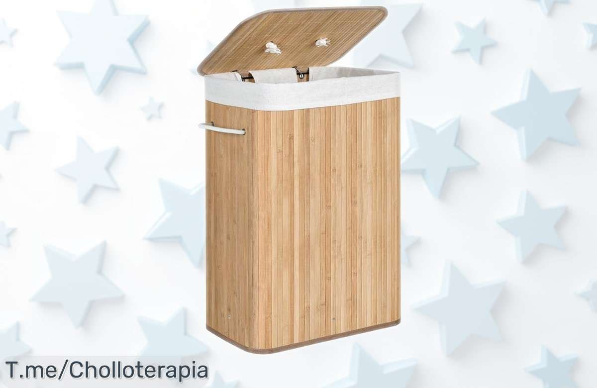 Cesto de ropa sucia SONGMICS 72 L con tapa y bolsa extraíble diseño plegable bambú rebajado al máximo un super chollo para todo orden en casa no pierdas esta oferta limitada que vuela ¡hazlo tuyo ya!