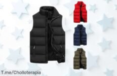Chaleco acolchado ligero y cálido para hombre con cuello alto de plumón, precio rebajado que no durará mucho; perfecto para tus escapadas al aire libre, ¡date prisa antes de que vuelen las pocas unidades disponibles!
