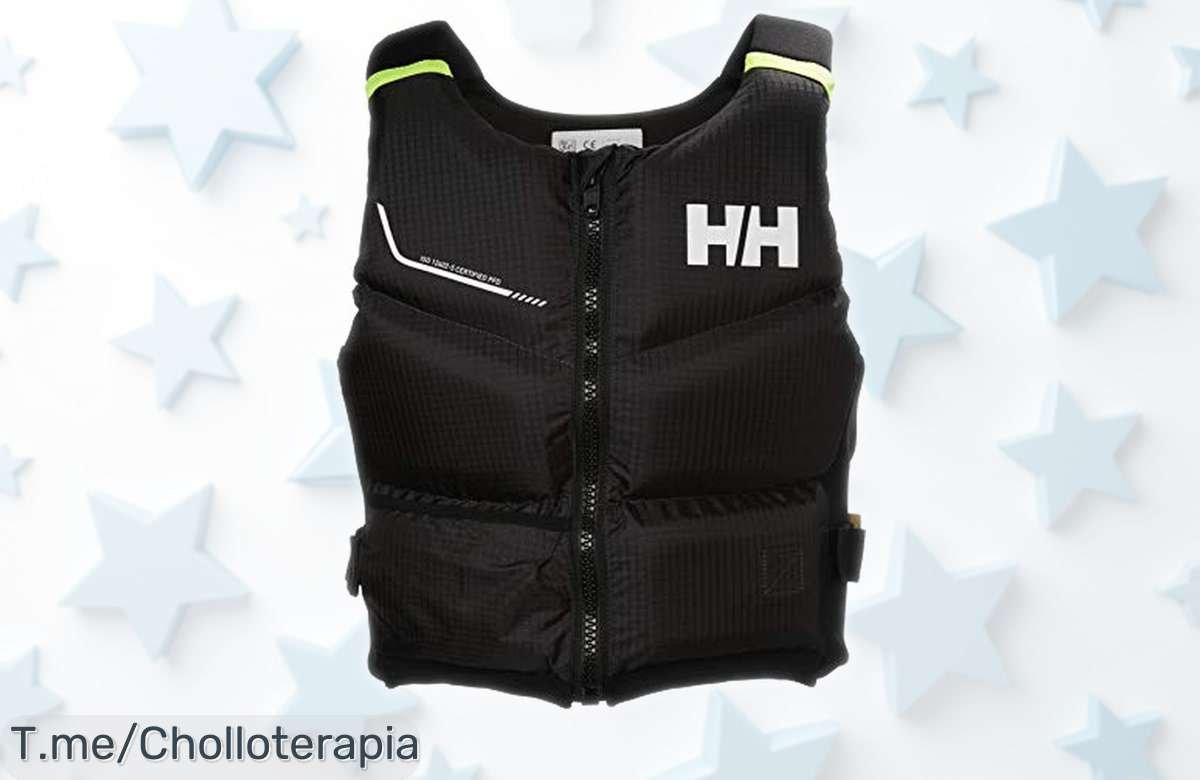 Chaleco de ayuda a la flotabilidad Helly Hansen Rider Stealth ébano con cremallera completa y diseño ionizado para moverte sin límites, ¡aprovecha este ofertón a precio rebajado antes que se acabe!