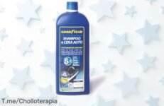 Champú y cera Goodyear 77808 para coche con brillo espectacular y protección extra a precio rebajadísimo que vuela, deja tu coche como nuevo ¡Corre que se acaba esta oferta!