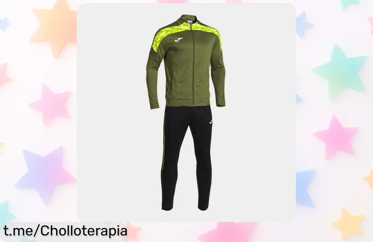 Chándal hombre Joma Championship VIII en verde y negro con tela suave rebajado ya, un super chollo con caída de precio brutal que vuela rápido ¡no lo pienses más y consigue el tuyo antes de que desaparezca!