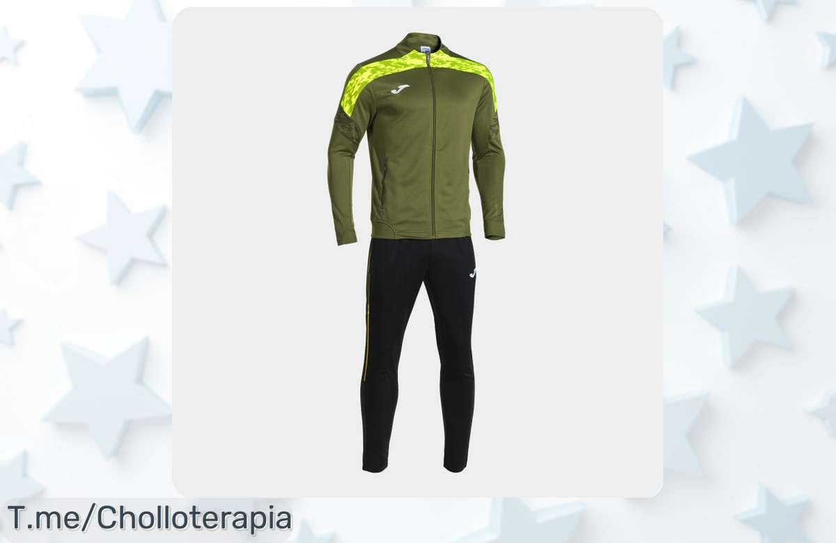 Chándal hombre Joma Championship VIII verde y negro con tejido suave a precio rebajado brutal, oportunidad única que vuela rápido, calidad top por un chollo de locos ¿vas a dejar que se escape? ¡Llévatelo ya!