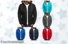 Chaqueta acolchada ligera para hombre resistente al agua con cremallera, perfecta para el frío sin agobios en un precio rebajado que vuela; quedan pocas unidades y este super chollo no durará mucho ¡date prisa!