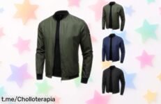 Chaqueta bomber ligera estilo aviador con bolsillo en manga y cuello alto, ahora rebajada a un precio loco que no podrás dejar pasar ¡Solo por tiempo limitado y unidades volando!