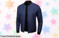 Chaqueta bomber ligera y resistente con cuello aviador de lujo, bolsillo práctico en manga ¡ahora a precio rebajado de auténtico super chollo que no puedes dejar escapar!