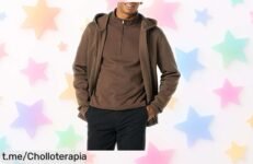 Chaqueta de felpa Amazon Essentials para hombre con cremallera completa y corte relajado que realza tu figura, diseño marrón medio y precio rebajado a un nivel nunca visto; solo quedan pocas unidades, ¡no dejes escapar este ofertón!