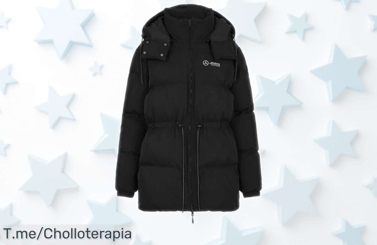 Chaqueta de invierno premium Mercedes AMG Petronas para mujer con diseño exclusivo y detalle F1 único, precio rebajado que no vuelve a aparecer, ¡chollazo limitado solo hasta que se agoten las unidades!