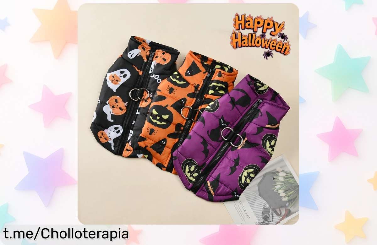 Chaqueta para perro con estampado de calabaza Halloween perfecta para fiestas y cosplay, precio rebajado sólo por tiempo limitado, ¡no pierdas este super chollo antes que se agote!