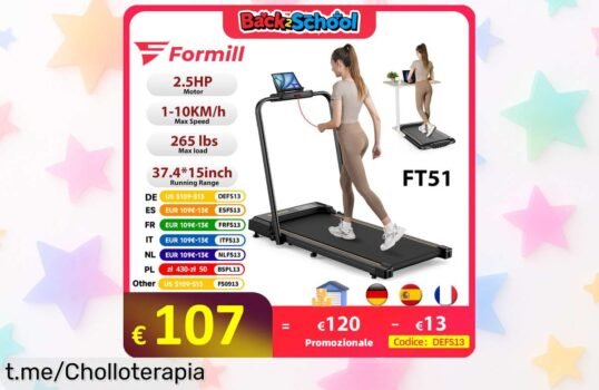 Cinta de correr 2 en 1 Formill FT51 con velocidad regulable hasta 10 km-h, precio rebajado como nunca antes ¡No esperes más para aprovechar este super chollo y darle un subidón a tus entrenos con esta oferta temporala!