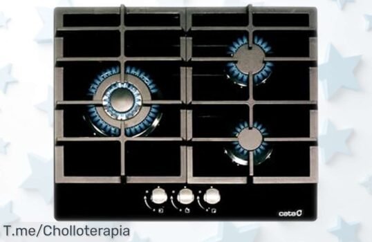 Cocina de butano Cata LCIB 6021 BK con 3 potentes quemadores y parrillas hierro fundido como nunca vista a precio rebajado que vuela rápido fácil seguro ¡hazte ya con este super chollo!