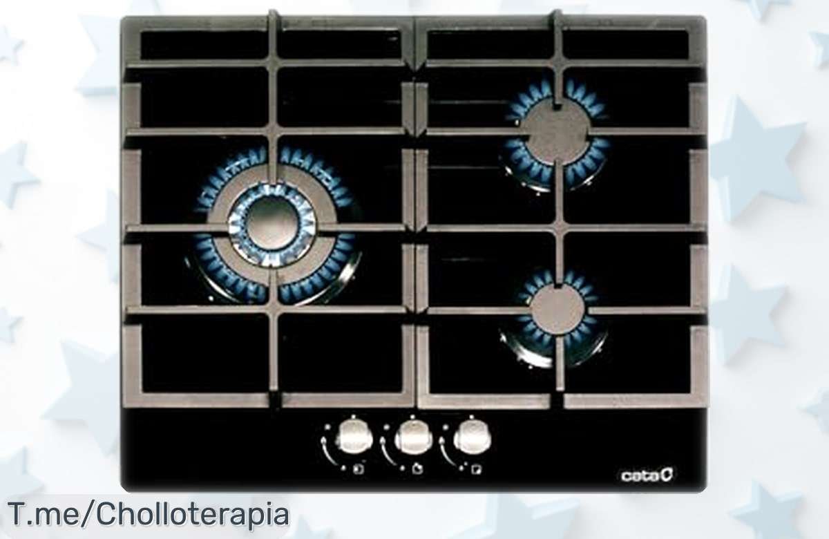 Cocina de butano Cata LCIB 6021 BK con 3 potentes quemadores y parrillas hierro fundido como nunca vista a precio rebajado que vuela rápido fácil seguro ¡hazte ya con este super chollo!