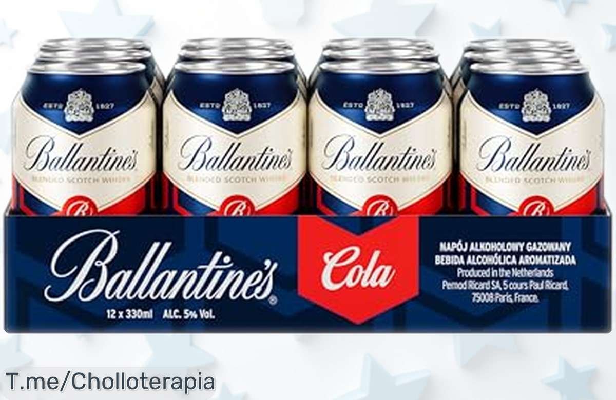Cócteles ready Ballantine’s Whisky y Cola 12×250 ml con sabor dulce a vainilla y toque floral, precio rebajado ahora en un ofertón imposible de perder solo por tiempo limitado ¡dale alegría a tus momentos ya!