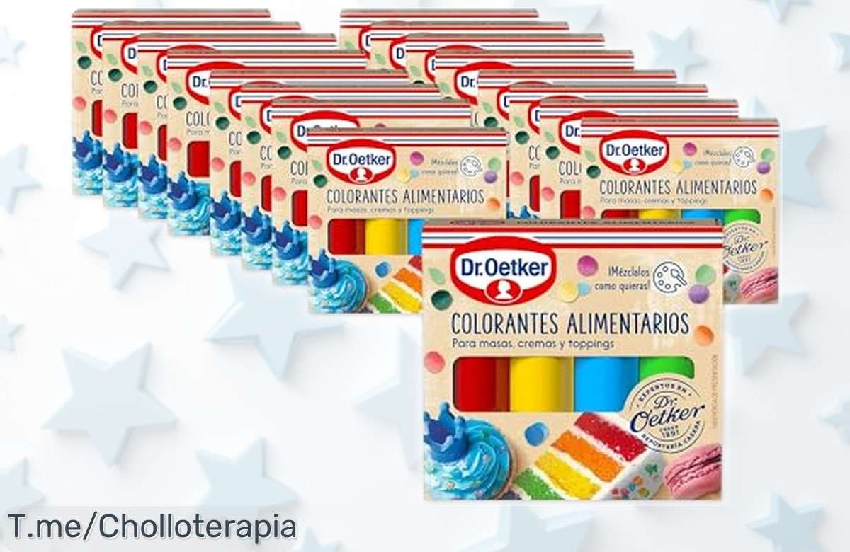 Colorantes alimentarios Dr. Oetker con 17 tonos vibrantes para llenar de diversión tus postres, ¡un precio rebajado que vuela! Fácil uso y combinaciones infinitas, no dejes escapar este ofertón antes que se acabe la magia.