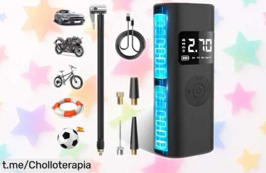 Compresor de aire portátil Hexinex con inflado rápido, power bank y pantalla LCD rebajado increíblemente aprovecha este ofertón único antes que vuelen las unidades