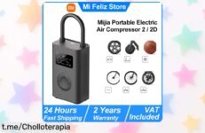 Compresor de aire portátil Xiaomi Mijia con inflador digital inteligente que detecta presión al instante super chollo con descuento brutal por tiempo limitado apúrate a usar tu cupón y aprovecha este ofertón único