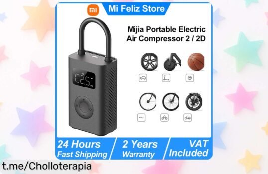 Compresor de aire portátil Xiaomi Mijia con inflador digital inteligente que detecta presión al instante super chollo con descuento brutal por tiempo limitado apúrate a usar tu cupón y aprovecha este ofertón único