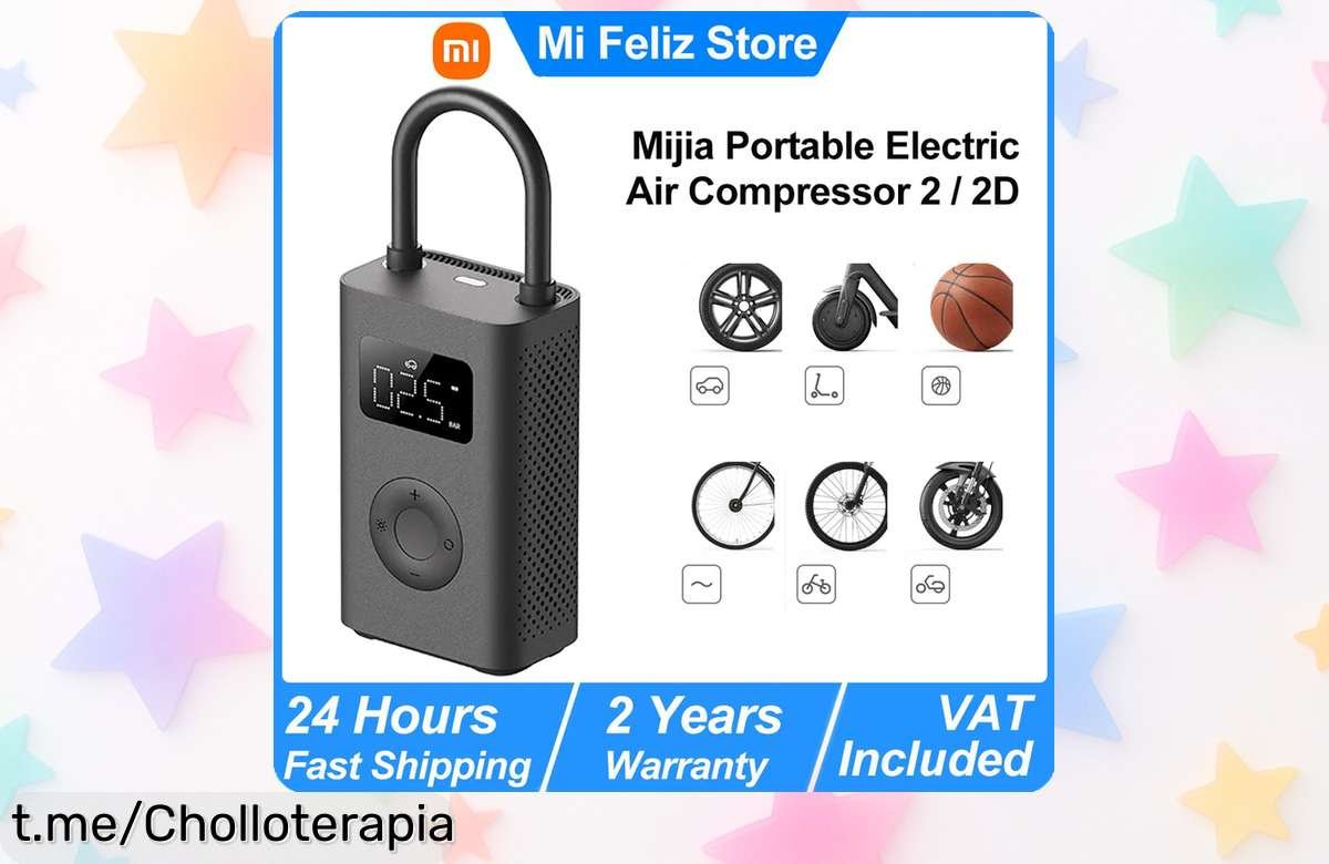 Compresor de aire portátil Xiaomi Mijia con inflador digital inteligente que detecta presión al instante super chollo con descuento brutal por tiempo limitado apúrate a usar tu cupón y aprovecha este ofertón único
