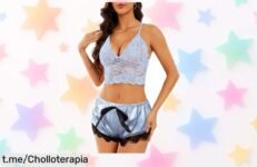 Conjunto de lencería JFAN mujer súper sexy en encaje azul cielo rebajado a precio muy bajo para que te sientas irresistible ya mismo ¡Corre, oferta limitada y un super chollo que vuela!