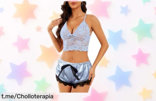 Conjunto de lencería JFAN mujer súper sexy en encaje azul cielo rebajado a precio muy bajo para que te sientas irresistible ya mismo ¡Corre, oferta limitada y un super chollo que vuela!