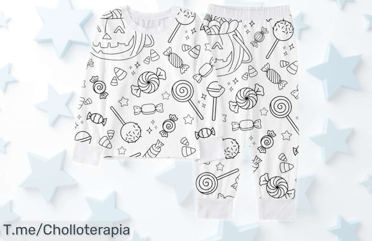 Conjunto de pijama Halloween para niños con pantalones pintados a mano perfecto para colorear y pasarlo en grande, precio rebajado que no dura mucho ¡No dejes escapar este regalazo lleno de diversión!