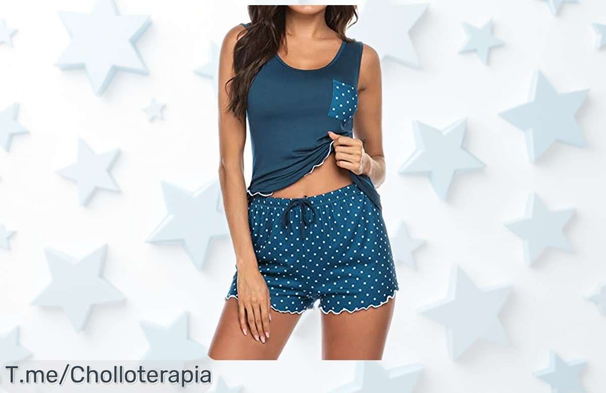 Conjunto de pijama para mujer Ekouaer sin mangas y con volantes fresquito a precio rebajado, un super chollo que no puedes dejar pasar ¡corre que vuelan las unidades en esta oferta limitada!