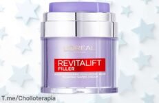 Crema revitalift filler de L’Oréal Paris con ácido hialurónico y SPF50 súper hidratante que combate arrugas 8h piel protegida y jugosita precio rebajado solo por poco ¡date prisa, las unidades vuelan!