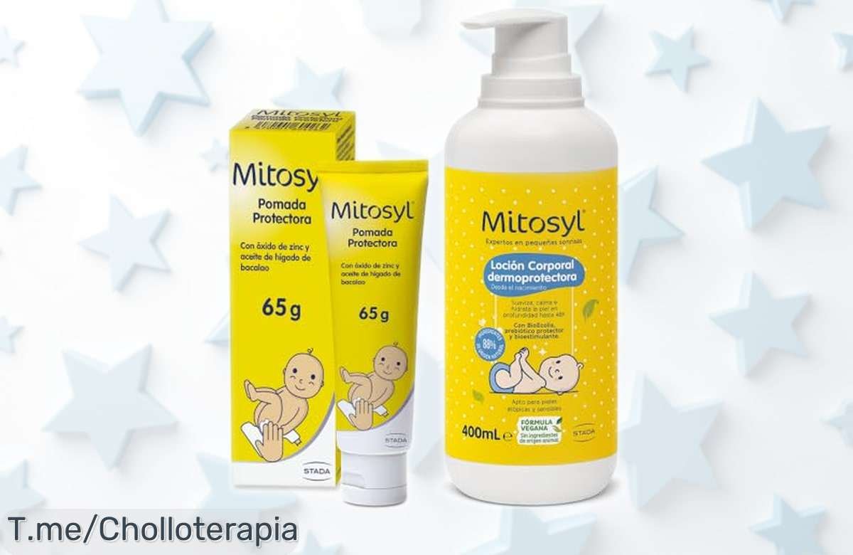 Crema y loción Mitosyl para bebé con aceite de hígado de bacalao que cuida y protege su piel sensible Oferta brutal por tiempo limitado, precio rebajado ¡no lo dudes más, llévate este super chollo ya antes de que suba!