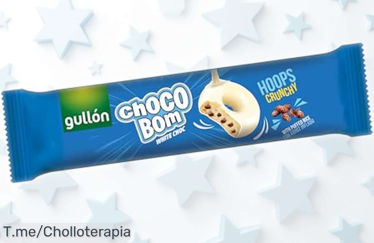 Crujientes galletas Gullón Choco Bom Hoops con irresistible chocolate blanco precio rebajado para que disfrutes ya este super chollo único en sabor y textura ¡aprovecha antes de que se agoten!