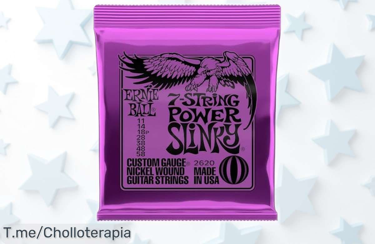Cuerdas eléctricas Ernie Ball Power Slinky 7 cuerdas con sonido potente y entorchado de níquel a precio rebajado que no espera, chollazo limitado para dar ese punch rock ’n’ roll ¡corre que vuelan!