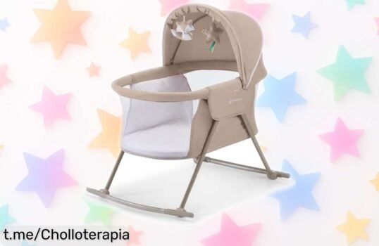 Cuna mecedora plegable 3 en 1 Kinderkraft LOVI con mosquitera y juguetes incluido, precio rebajado brutal para que tu bebé viaje seguro y feliz, ¡aprovecha ya este ofertón antes de que vuelen las unidades!