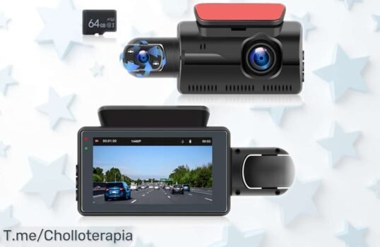 Dashcam Full HD NHOPEEW 1440P con doble lente y visión nocturna top, pantalla de 3”, monitor 24H y tarjeta SD de regalo a precio rebajado ¡No pierdas esta ocasión que se va volando!