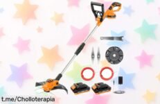 Desbrozadora batería JYGMPRO 21V con doble cuchilla y cabezal pivotante rebajada de precio para que no pares ni un minuto ¡Date prisa que estas ofertas vuelan!