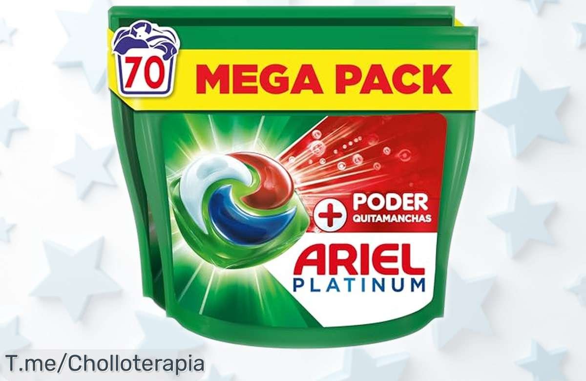 Detergente líquido en cápsulas Ariel PODs Platinum para 70 lavados con súper poder anti manchas y disolución rápida, ahora con precio rebajado que no se ve todos los días ¡Date prisa antes de que desaparezcan!