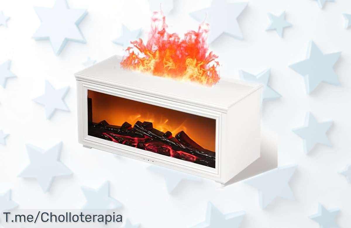 Difusor de aceites esenciales con efecto llama súper realista y 7 luces LED, mando a distancia y temporizador incluido en un precio rebajado que vuela ¡llévate este super chollo ahora antes de que se agote!