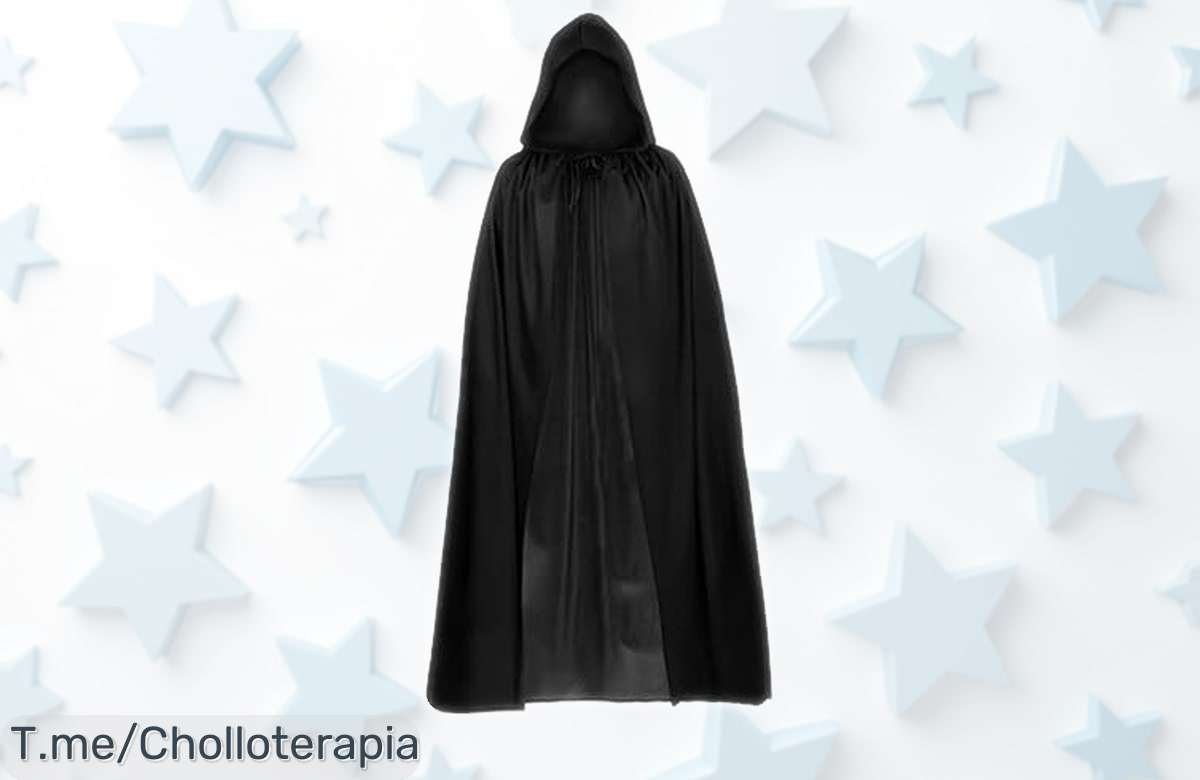Disfraz de bruja con capucha para Halloween rebajado a precio muy bajo, ideal para grandes y pequeños en fiestas o carnavales, ¡un ofertón que no dura mucho, aprovecha la caída de precio ya!