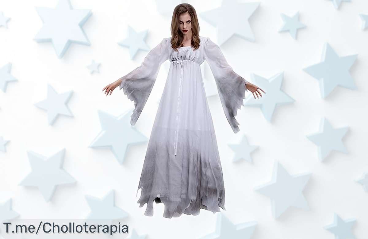 Disfraz terrorífico para mujer estilo fantasma, bruja o vampira con precio rebajado que no vas a creer ¡corre que quedan pocas unidades y la oferta se acaba ya!