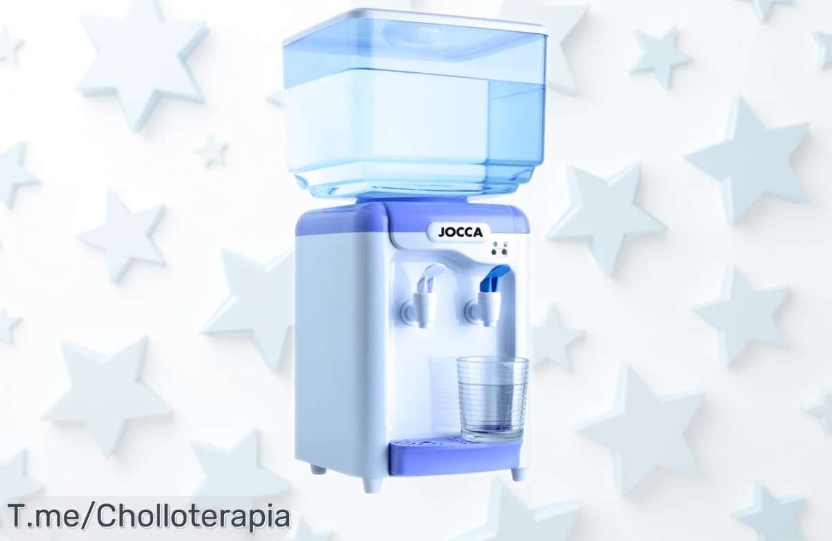 Dispensador eléctrico Jocca de agua fría y del tiempo con depósito grande de 7 litros, diseño fresco en blanco y azul o turquesa, precio rebajadísimo solo por tiempo limitado ¡No lo pienses más que se agotan rápido!