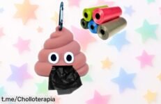 Dispensador resistente para bolsas de caca con 5 rollos de colores gratis rebajado a un precio caña solo por tiempo limitado ¡no pierdas esta oportunidad única!