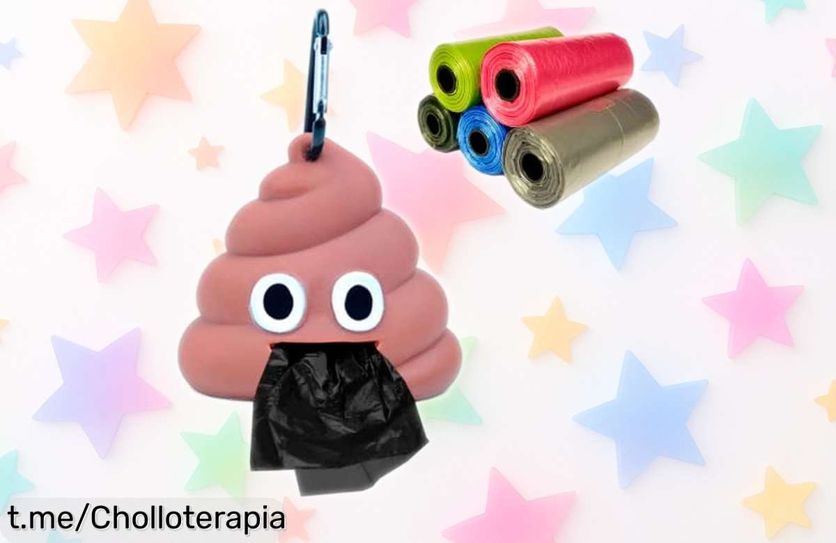 Dispensador resistente para bolsas de caca con 5 rollos de colores gratis rebajado a un precio caña solo por tiempo limitado ¡no pierdas esta oportunidad única!