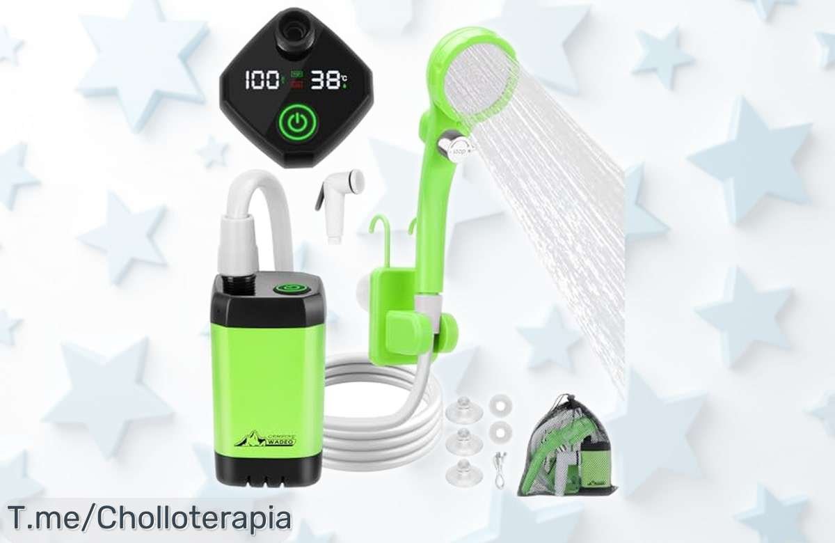 Ducha portátil WaDeo con pantalla que cambia color según temperatura, batería de 2 horas y ventosa súper fija; precio rebajado en un ofertón limitado, ¡pilla ya este super chollo antes que desaparezca!