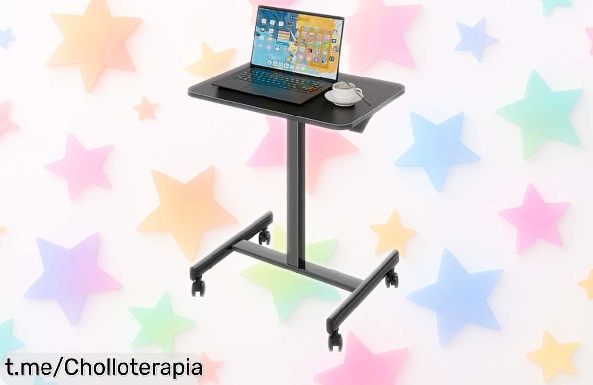 Escritorio de pie móvil Bontec con ruedas y altura ajustable, precio rebajado que no se ve todos los días para que trabajes cómodo en casa o la oficina ¡corre antes de que vuelen!