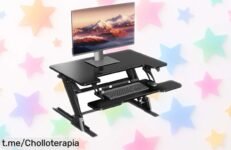 Escritorio elevable de pie Bontec con doble resorte y plataforma para dos monitores, diseño ergonómico y capacidad 15kg, ¡rebajado a precio limitado que no puedes dejar pasar!