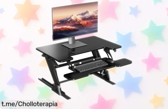 Escritorio elevable de pie Bontec con doble resorte y plataforma para dos monitores, diseño ergonómico y capacidad 15kg, ¡rebajado a precio limitado que no puedes dejar pasar!