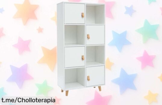 Estantería blanca Anzio Miroytengo con 4 puertas y estantes rebajada a precio loco para que organices todo ya ¡super chollo limitado que se va volando, no lo dejes escapar!