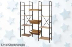 Estantería robusta Max Home de acero y madera con nivelación súper estable precio rebajado en oferta limitada el chollo que tu salón merece no lo pienses más llévate esta ganga antes que se acabe