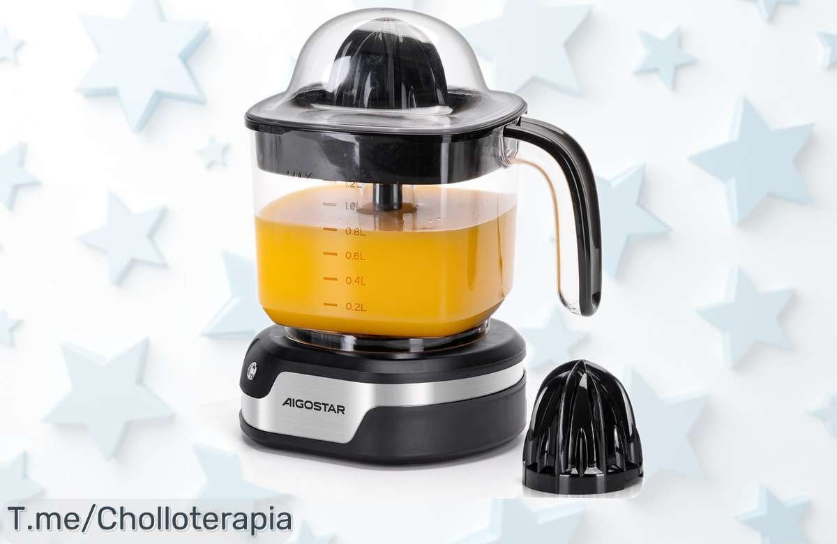 Exprimidor eléctrico Aigostar acero inoxidable silencioso con 2 conos y giro bidireccional perfecta para tus zumos favoritos precio rebajado solo por tiempo limitado no pierdas este super chollo que vuela ya mismo