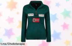 Forro polar fino Geographical Norway verde oscuro ideal para otoño con cremallera y manga larga a precio rebajado, un súper chollo limitado que se agota rápido ¡no pierdas la oportunidad!