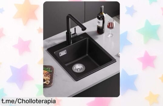 Fregadero de cocina Sofetiy negro 40x45cm súper resistente con diseño antimanchas y ahorrador de espacio rebajado a precio muy bajo chollazo por tiempo limitado para renovar tu cocina ya