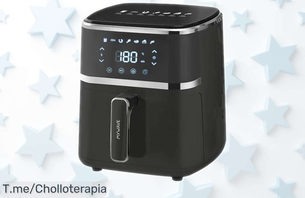 Freidora de aire 1400W con capacidad gigante de 5.2L y control digital fácil precio rebajado que no vas a creer cocina rápido y para toda la familia oferta limitada corre que se agota