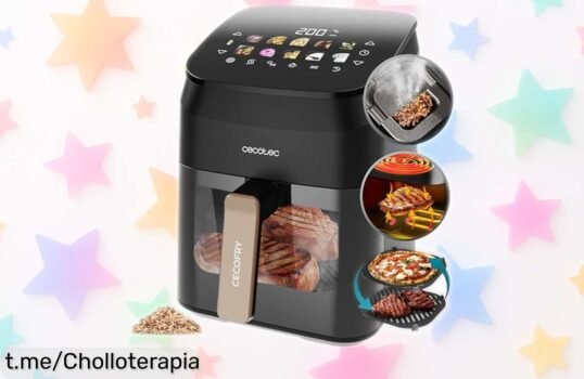 Freidora de aire Cecotec Smokin’ 4500 con grill y ahumador, potencia brutal para cocinar sano y rápido ¡precio rebajado por tiempo limitado, un super chollo que se va volando!